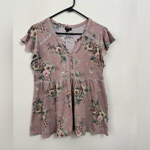 Torrid Pink Ruffled Peplum Blouse